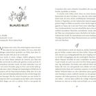 Blaues Herz als Illustration. Überschrift: "2 - Blaues Blut". Darunter: "Luca, dreißig, Todesursache: Covid..." Text über Luca.