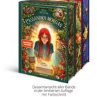 Buchcover der limitierten Auflage von "Cassandra Morgan: Der goldene Schlüssel". Mädchen mit rotem Haar und leuchtendem Buch.