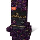 "The Annihilator", "Du bist seine Bestimmung", "Roman", Empfehlung ab 18 Jahre. Ein Buchstapel mit violett-goldenem Blumendesign.