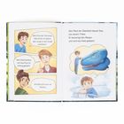 Text links: „Das ist ja der Hammer…“ / „Nein! Die Existenz…“ / „Und das soll auch...“  
Text rechts: „Den Rest der Überfahrt...“  
Illustration: Junge träumt von T-Rex.