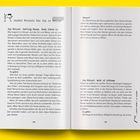 Zwei Buchseiten auf gelbem Hintergrund. Links: "Joy-Ritual: Getting Ready, Body Check-in". Rechts: "Joy-Ritual: Walk of UnShame".