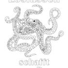 Text: "Loslassen schafft neuen Raum". Eine detaillierte Illustration eines Oktopus, verziert mit Blumenmustern.