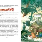 RRRRRiiING! Ein Ankylosaurus. Kinder betrachten einen Dinosaurier in einem üppigen Wald mit großen Farnen.