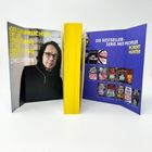 Links Text: „Der gefährlichste Ort des Verbrechens ist der menschliche Kopf.“ Rechts: Buchcover der Chris Carter Serie.