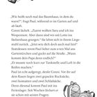 Es steht „Es geht wieder los!“ oben. Darunter Dialoge von Paul und Conni. Zeichnung: Rucksäcke, Isomatte.