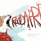 "Röaaarrr", darunter: "Ich drehe das W wie Wut in ein M wie Mut." Ein brüllender Bär in einem rot karierten Pullover.