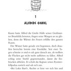 1 ALFREDS ONKEL

Ein Fass, gefolgt von Text: Alfreds Wangen beginnen zu glühen, draußen ist es eisig und es schneit seit Tagen.