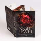 Ein Buch mit dem Titel "Night Jewel" von Eléna Zay. Auf dem Cover ist ein großer roter Edelstein abgebildet.