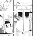 Text: "GATANG", "Als der Zug kam, war Kosei wieder wie immer.", "Der Zug ist da." Zwei Personen im Zug, eine wartet. Manga-Stil.