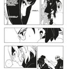 Manga-Illustration mit Figuren in emotionalem Dialog: Eine Frau denkt an vergangene Gefühle. Zwei Personen gehen durch eine Steinlandschaft.