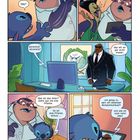 Comic-Szene: Charaktere diskutieren über eine Pflanze. Ein wütender Kohlkopf erscheint auf einem Bildschirm.