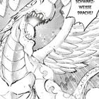 Text: "Der schwarz-weiße Drache!"
Illustration: Ein dynamischer, mächtiger Drache mit großen Flügeln und offenem Maul.
