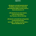 Text auf grünem Hintergrund mit Buchzitaten und einer URL in gelb.