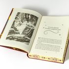 Es war einmal in einer anderen Zeit. Ein geöffnetes Buch zeigt eine Illustration einer Elfenkönigin im Wald.