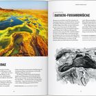Links: "Danakil-Senke", Beschreibung der Landschaft in Äthiopien. Rechts: "Matsieng-Fußabdrücke" mit Illustration.