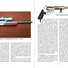 "Custom-Umbau einer Freedom Arms-Kipplaufpistole im Kaliber 7 x 49 GWJ."  
"Schwerer Jagdrevolver Kaliber .460 S&W Magnum."  
Links: Pistole mit Zielfernrohr. Rechts: Revolver. Texte beschreiben technische Details.