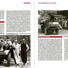 "Erstes Versuchsfahrzeug 1946", "Unimog", "Umzug nach Göppingen". Links: Text über Unimog. Rechts: Bilder mit Personen und Fahrzeugen.