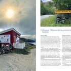 Linke Seite: "14.000 km direkt durch Europa", "Sor-Varanger kommune". Rechts oben: Straßenschild "Grense Jakobselv 4".