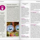 **Links:** "Helsinki schmeckt!" - Artikel über Helsinkis vielfältige Gastronomie. Preisinfos und Empfehlungen.  
**Rechts:** Listet Cafés wie Way Bakery und Kaffeespots in Helsinki mit kurzen Beschreibungen.