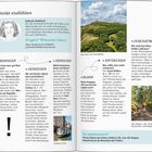 Seite mit Tipps für Erlebnisse im Elsass: Radfahren, Essen, Bootstouren. Foto: Grand Ballon. Illustration: Gabriele Kalmbach.