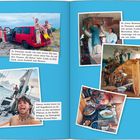 Texte: In Panama werde ich zum ersten Mal Autobesitzer! Links im Bild: Jack, mein Vorbild und Mentor. In einer Kommune in Panama entdecke ich meine Liebe zum Bootsbau. Immer wieder heuere ich auf Segelbooten an. Im Hintergrund: Hippie-Freund Dylan.

Mehrere Fotos zeigen eine Gruppe bei einem roten Van, auf einem Segelboot und beim Bootsbau.