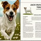 Jack Russell Terrier. Steckbrief, Herkunft: Großbritannien. Eigenschaften: lebhaft, mutig. Bild zeigt fröhlichen Hund.