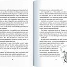 Text auf der linken Seite beschreibt ein Zimmer mit einem Bett. Rechts begrüßt ein Mädchen „Hallo-ho!“ Eine Kette ist abgebildet.