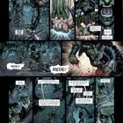 Eine dramatische Szene in einem Wald. Ein grüner Krieger bedroht einen gefesselten Mann mit Fragen. Spannung und Gefahr.