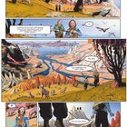 Comic mit zwei Personen in bunter Natur. Dialog über Karten, Universalplan und Landschaft. Überraschung am Ende.
