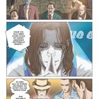 Text in Sprechblasen: "Wer ist das?", "Was ist los?", "Einige von euch haben sicher schon die derzeit umgehende Grippewelle bemerkt.", "Es wird auch im Internet gestreamt, mit Untertiteln und Übersetzung!", "Eine weltweite Live-Übertragung?". 

Bildaufbau: Oben blicken besorgte Menschen nach oben. In der Mitte hält sich eine Person mit langen Haaren den Finger vor den Mund. Unten schaut eine Gruppe von jungen Menschen, eine Person hält ein Tablet.