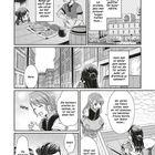 Eine Manga-Seite: Figuren sprechen über Lebensmitteleinkäufe, Wintervorbereitungen und Nachbarschaftszusammenhalt in einem mittelalterlichen Setting.