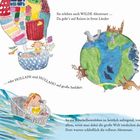 Illustration mit Heißluftballon, Globus und Boot. Texte über Abenteuer und Kuschelhasenleben berichten vom Entdecken der Welt.
