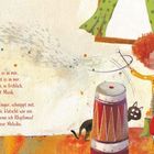 Text auf der linken Seite: Ein Gedicht über innere Musik und Rhythmus. Rechts Illustration eines fröhlichen Kindes auf einem weißen Pferd.