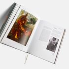 Linke Seite: Gemälde mit lebendigen Farben und abstrakten Formen. Rechte Seite: Überschrift "Strukturen", gefolgt von Text.