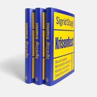 Drei Bücher mit blau-gelben Covern. „Sigrid Stagl | Krisenfest“ steht auf dem Buchrücken und Cover.