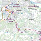 Karte mit Städtenamen: Hattingen, Sprockhövel. Sehenswürdigkeiten markiert, z.B. Haus Custodis, Malakowturm, Brenscheid.