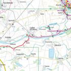 Grüne Zone mit "A4", umgeben von Städten und Flüssen, darunter Čemouček, Hořín, Mělník. Straßen und Wege sind markiert.