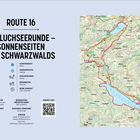 Route 16: Schluchseerunde. Leicht, 39 km, 550 HM, reine Fahrzeit 2:00-3:00 Std. Karte zeigt die Strecke im Schwarzwald.