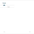 „TOUR“ oben, darunter: „Name“ und „Datum“. Illustration von Bergen in der Mitte, Design rechts unten.