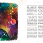 Text links: "PLAN DE ROUTE", gefolgt von ausführlichem französischem Text über Venus in verschiedenen Sternzeichen. Illustrierte linke Seite zeigt ein farbenfrohes Weltraumthema mit Herzen und Sternen.