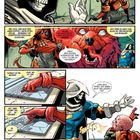 Das Bild ist ein Comic mit zahlreichen Sprechblasen. Charaktere sprechen über Kampfstrategien, Kleidung und aktuelle Aktionen.