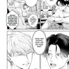 Eine Manga-Seite mit zwei Charakteren, die fröhlich sprechen und lächeln, mit Sprechblasen.