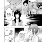 Eine Manga-Seite zeigt Figuren in Gesprächsszenen. Text: "Warum hast du die Stelle hier grau gemalt?" und "Er will es nicht sagen?"
