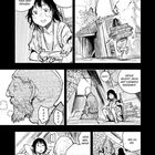 Ein Manga zeigt Gespräche zwischen einem Mädchen und einem alten Mann in einer Hütte, beide diskutieren über Flucht.