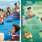 Das Bild zeigt eine bunte Illustration mit Vincent auf einem Piratenschiff und im Dschungel; Piraten und Tiere sind dargestellt.