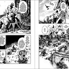 Comicstil, schwarz-weiß, Dialoge über Dämonenkönig und Verbündete, mittelalterliche Dorfkulisse, humorvolle Szenen.