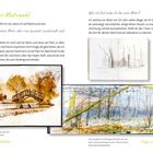 Texte: Fragen zur Motivwahl; Will ich ein einzelnes Motiv oder eine gesamte Landschaft aufs Papier bringen?

Illustrationen: Skizzen von Bäumen, Brücken und Spaziergängern in Herbst- und Frühlingslandschaften.