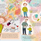 „Konfetti-Alarm!“ beschreibt eine überreizende Situation. Tipps: tief atmen, ruhigen Ort suchen, etwas in der Hand halten. Buntes, chaotisches Design mit Illustrationen von verwirrten Personen und Lärmsymbolen.