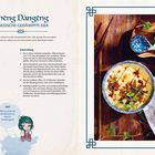 Text: Zhēng Dàngēng - Chinesische Gedämpfte Eier. Zutaten und Zubereitung sind beschrieben. Rechts ein dekoriertes Gericht.