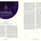 "Samhain: Drittes Erntefest | Ahnenfest | Beginn der dunklen Jahreshälfte. Nacht zum 1. November." Text über zwei Seiten.